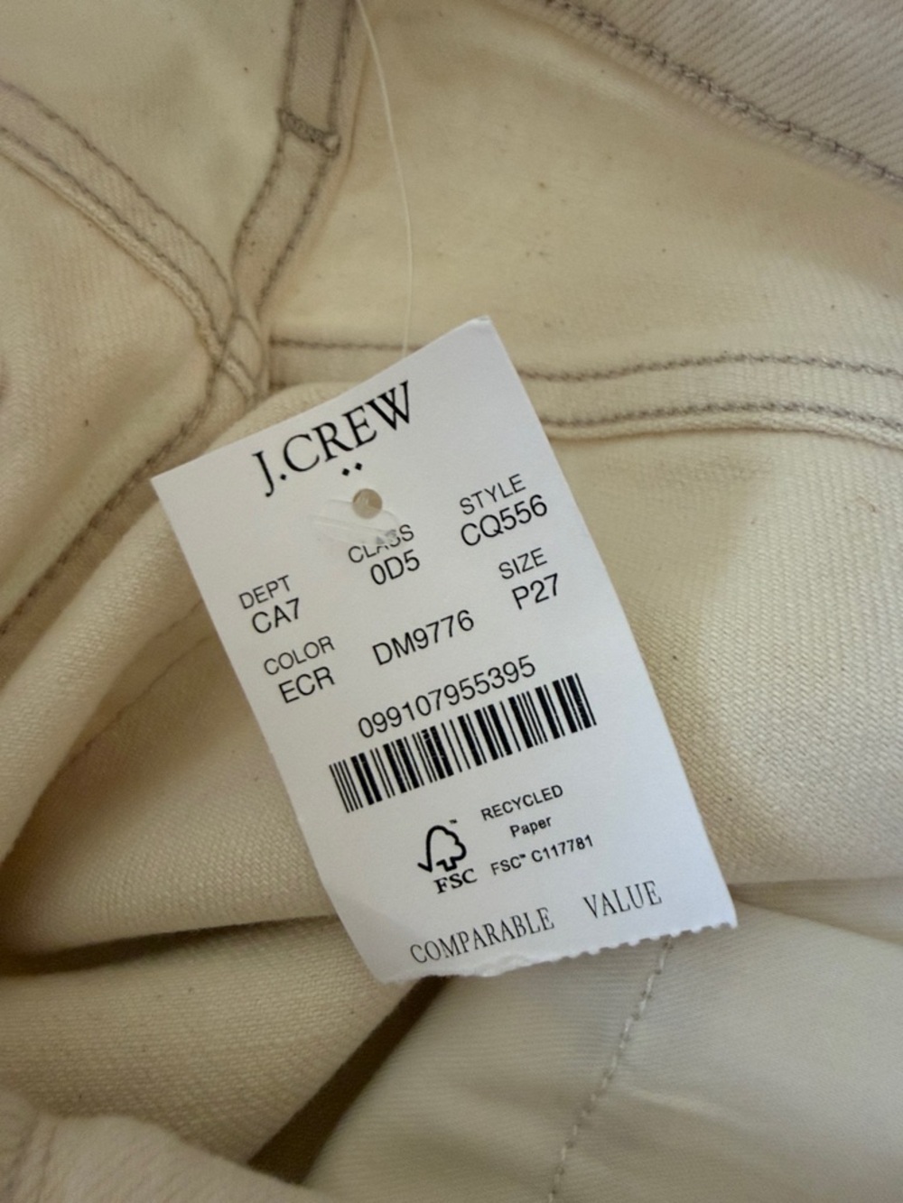 J Crew Factory Slim Petite barrel-leg jean in all-day stretch Ecru New 27 Petite - Picture 5 of 8